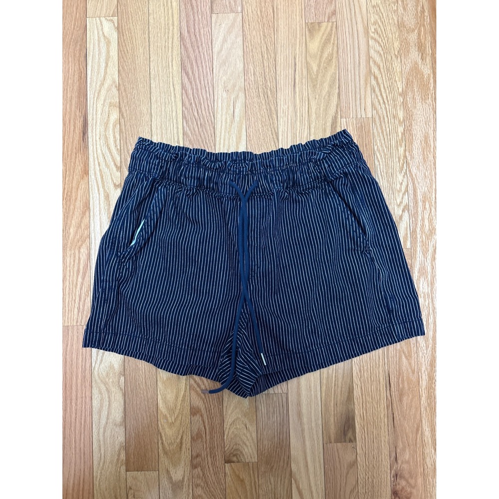 LOFT Navy Blue White Pinstripe Drawstring Paperbag Waist Shorts Large
